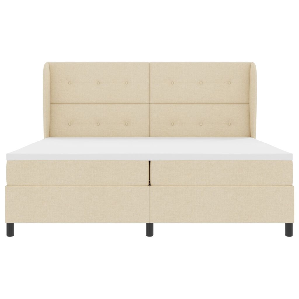 vidaXL Κρεβάτι Box Spring με Στρώμα - Κρεμ, 200x200 εκ. Ύφασμα