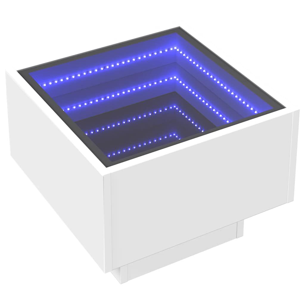 vidaXL Τραπέζι Βοηθητικό με LED Λευκό 40x40x30 εκ. Επεξεργασμένο Ξύλο