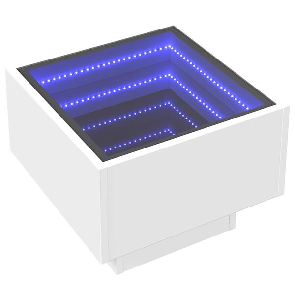 vidaXL Τραπέζι Βοηθητικό με LED Λευκό 40x40x30 εκ. Επεξεργασμένο Ξύλο