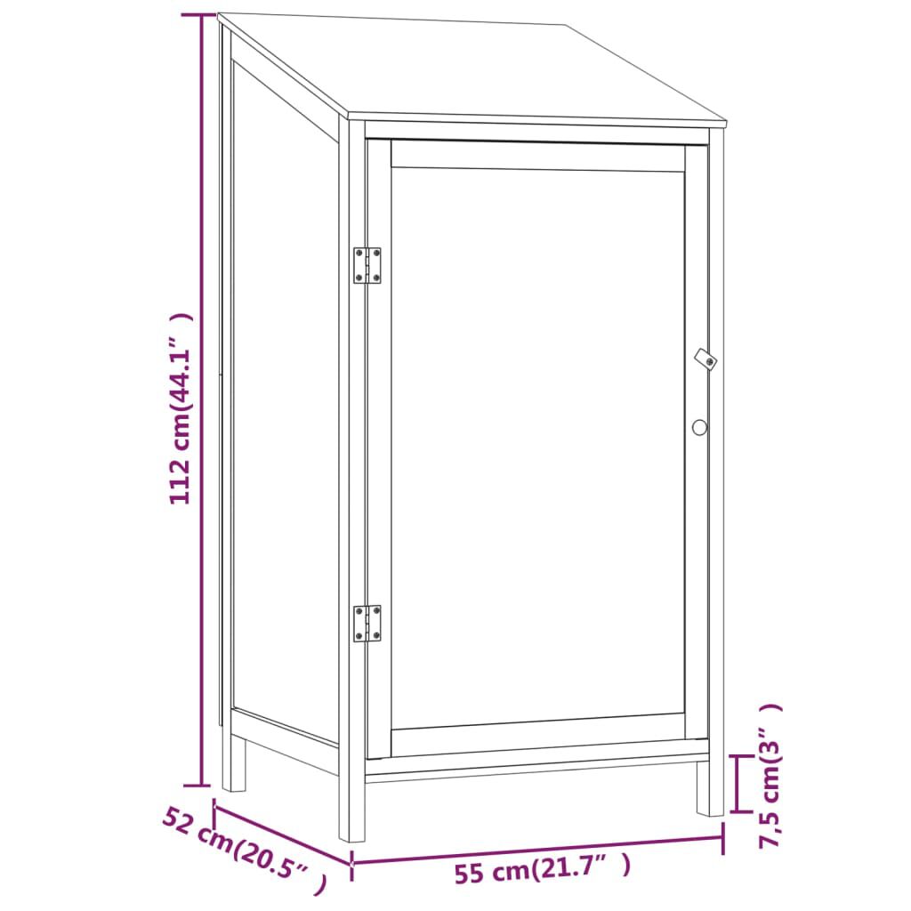 vidaXL Αποθήκη Κήπου Ανθράκι 55 x 52 x 112 εκ. από Μασίφ Ξύλο Ελάτης