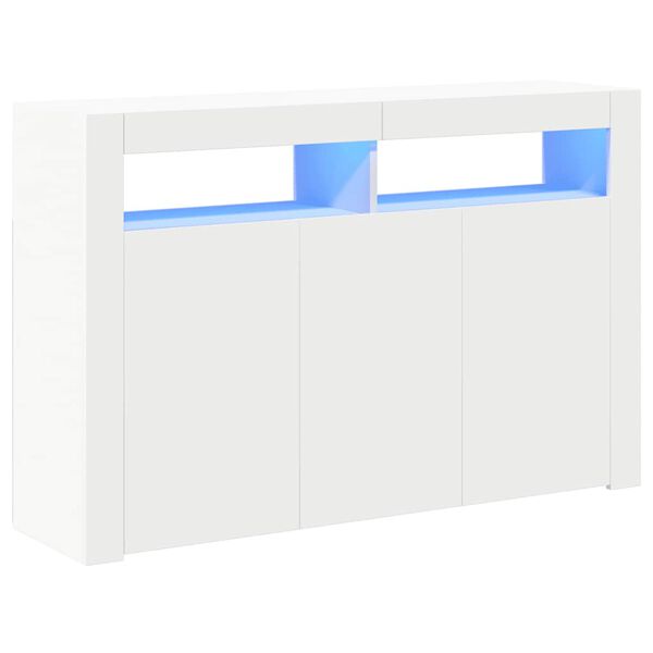 vidaXL Μπουφές με LED Λευκός 115,5x30x75 εκ.