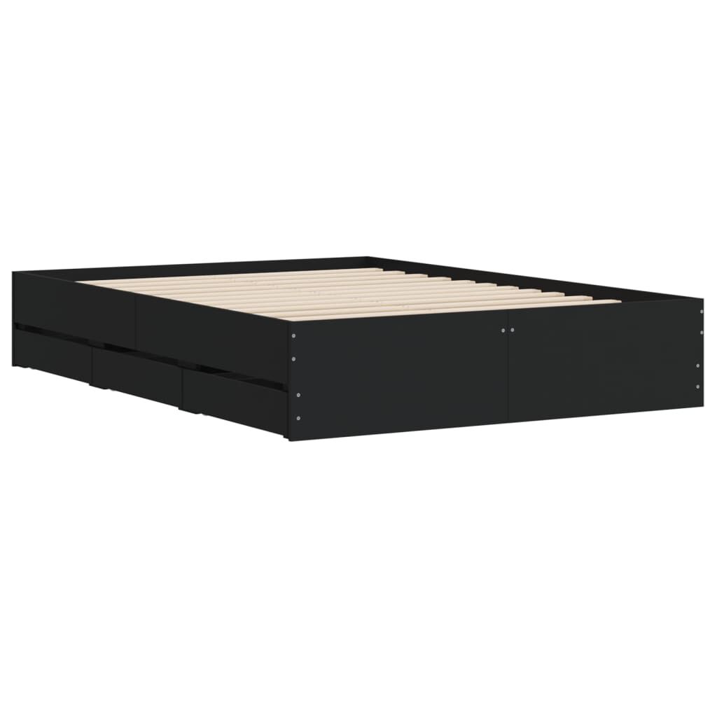 vidaXL Πλαίσιο Κρεβατιού με Συρτάρια Μαύρο 120x200 εκ Επεξεργ. Ξύλο