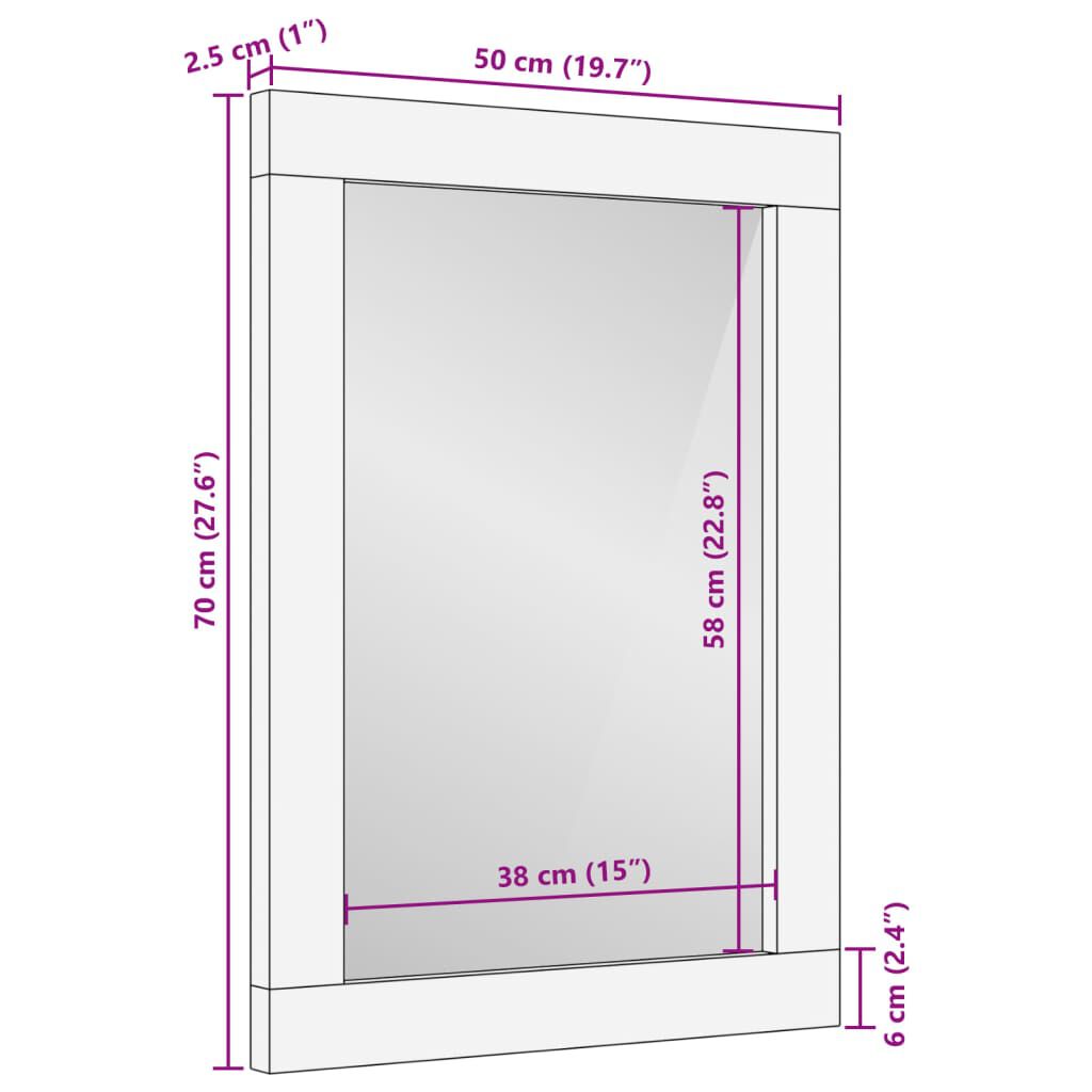 vidaXL Καθρέφτης Μπάνιου 50x70 εκ. από Μασίφ Ξύλο Ακακίας/Γυαλί