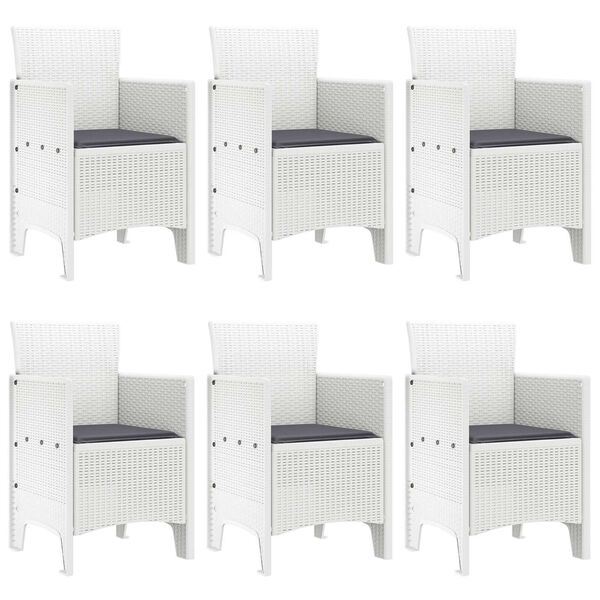 vidaXL Σέτ φαγητού για κήπο 7 pcs Λευκό Rattan Polt