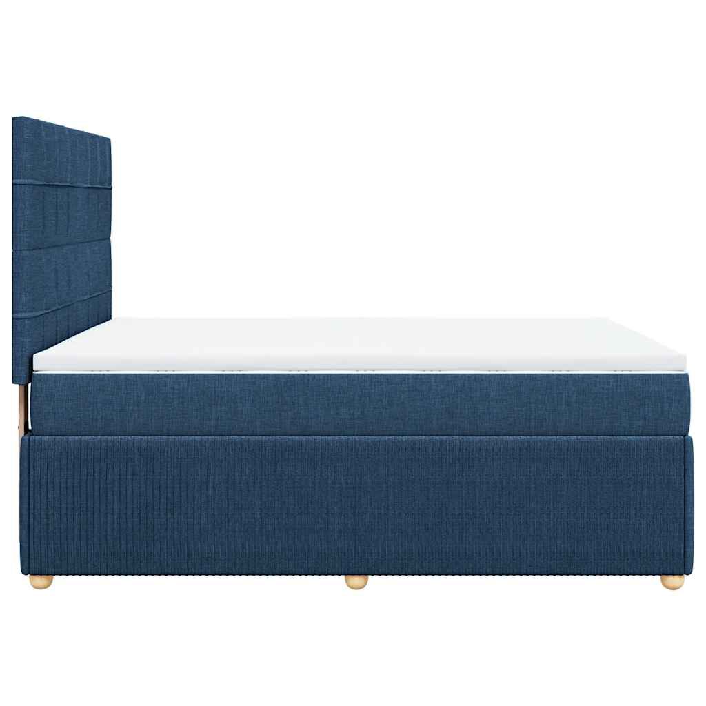 vidaXL Κρεβάτι Boxspring με Στρώμα Μπλε 140x190 εκ. Υφασμάτινο