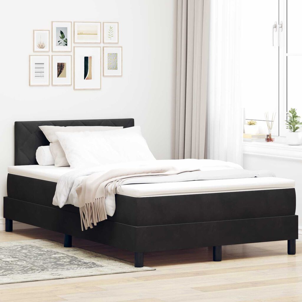 vidaXL Κρεβάτι με Ελατήρια και Στρώμα Μαύρο 120 x 190 cm ύφασμα