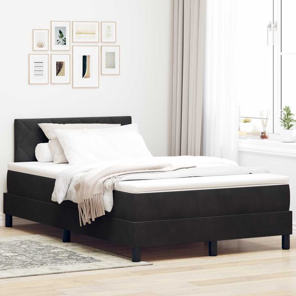 vidaXL Κρεβάτι με Ελατήρια και Στρώμα Μαύρο 120 x 190 cm ύφασμα