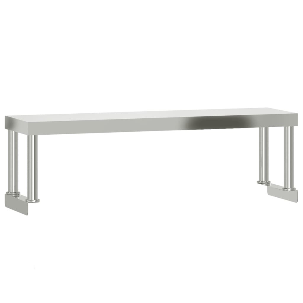 vidaXL Πάγκος Εργασίας Κουζίνας με Ράφι 110x30x120 εκ. Ανοξείδ. Ατσάλι