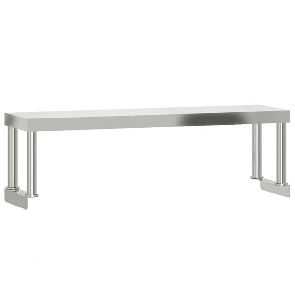 vidaXL Πάγκος Εργασίας Κουζίνας με Ράφι 110x30x120 εκ. Ανοξείδ. Ατσάλι