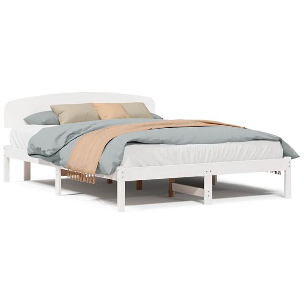 vidaXL Σκελετός Κρεβατιού Λευκό 140 x 200 cm Μασίφ ξύλο πεύκου