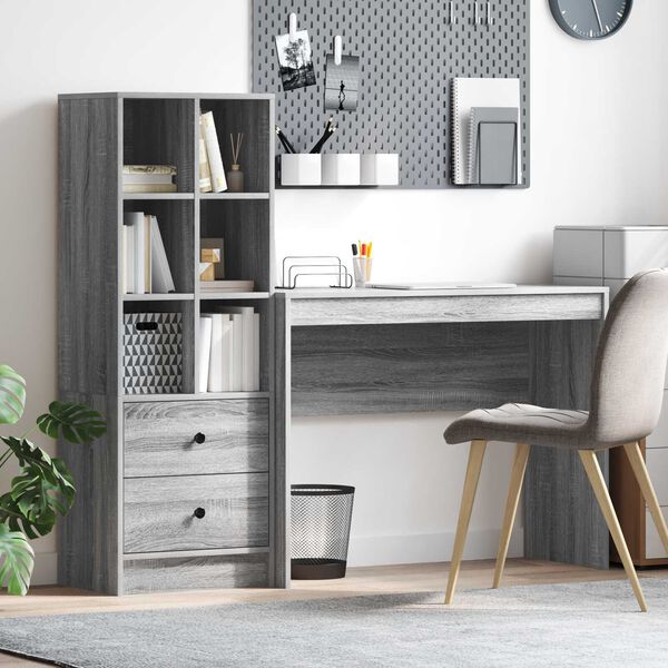 vidaXL Γραφείο με αποθηκευτικό χώρο με συρτάρι 2 pcs Γκρι sonoma