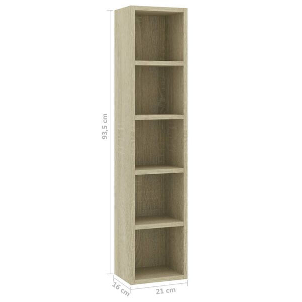 vidaXL Έπιπλο για CD Χρώμα Sonoma Δρυς 21x16x93,5 εκ. από Μοριοσανίδα
