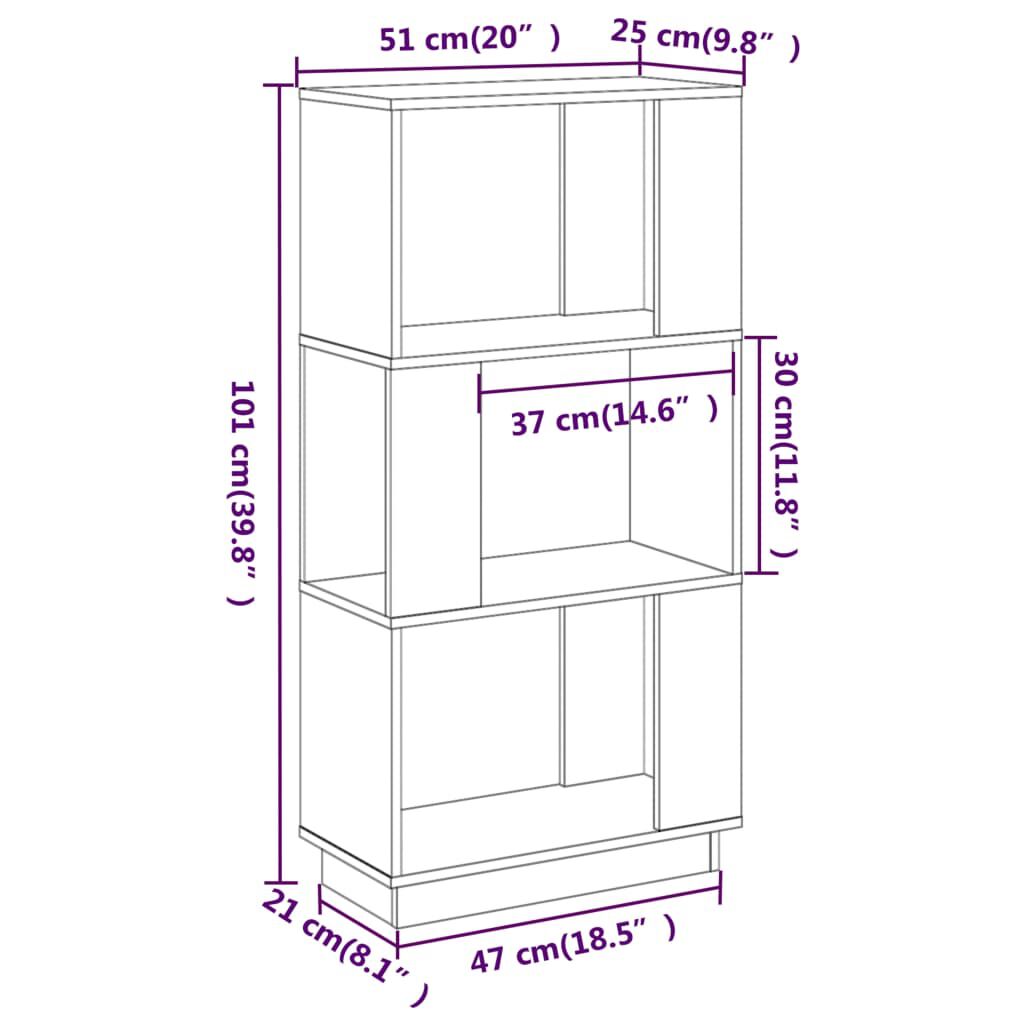 vidaXL Βιβλιοθήκη/Διαχωριστικό Χώρου Γκρι 51x25x101 εκ. Μασίφ Πεύκο