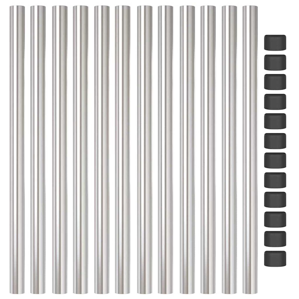 vidaXL Πό posts φράχτη 12 pcs Ασημί 90 cm Ατσάλι με Επικάλυψη Πούδρας
