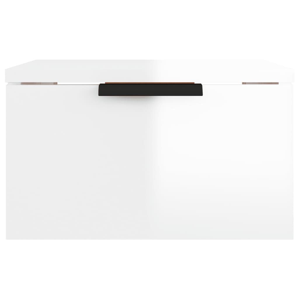 vidaXL Κομοδίνο Επιτοίχιο Γυαλιστερό Λευκό 34x30x20 εκ.