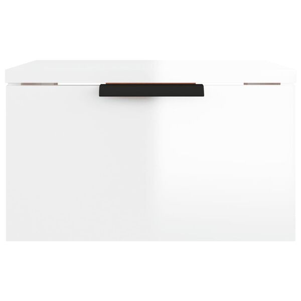 vidaXL Κομοδίνο Επιτοίχιο Γυαλιστερό Λευκό 34x30x20 εκ.