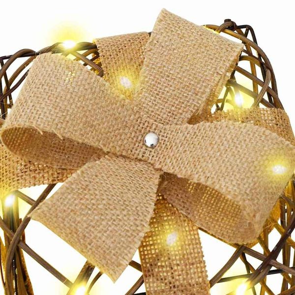 vidaXL Κουτί Δώρου με 60 LED 3 pcs Θερμό λευκό 20 x 20 x 20 εκ. Ρατάν