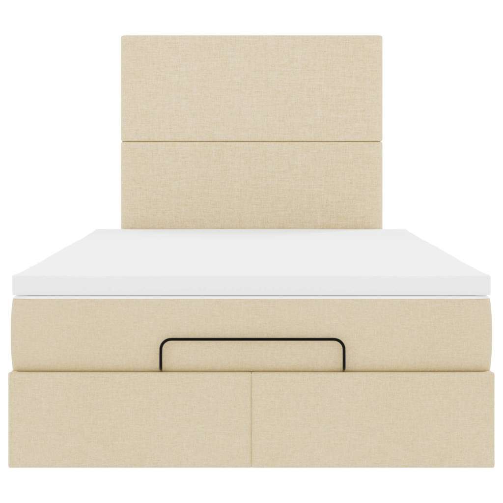 vidaXL Οθωμανικό κρεβάτι με στρώμα Cream 120x200cm ύφασμα