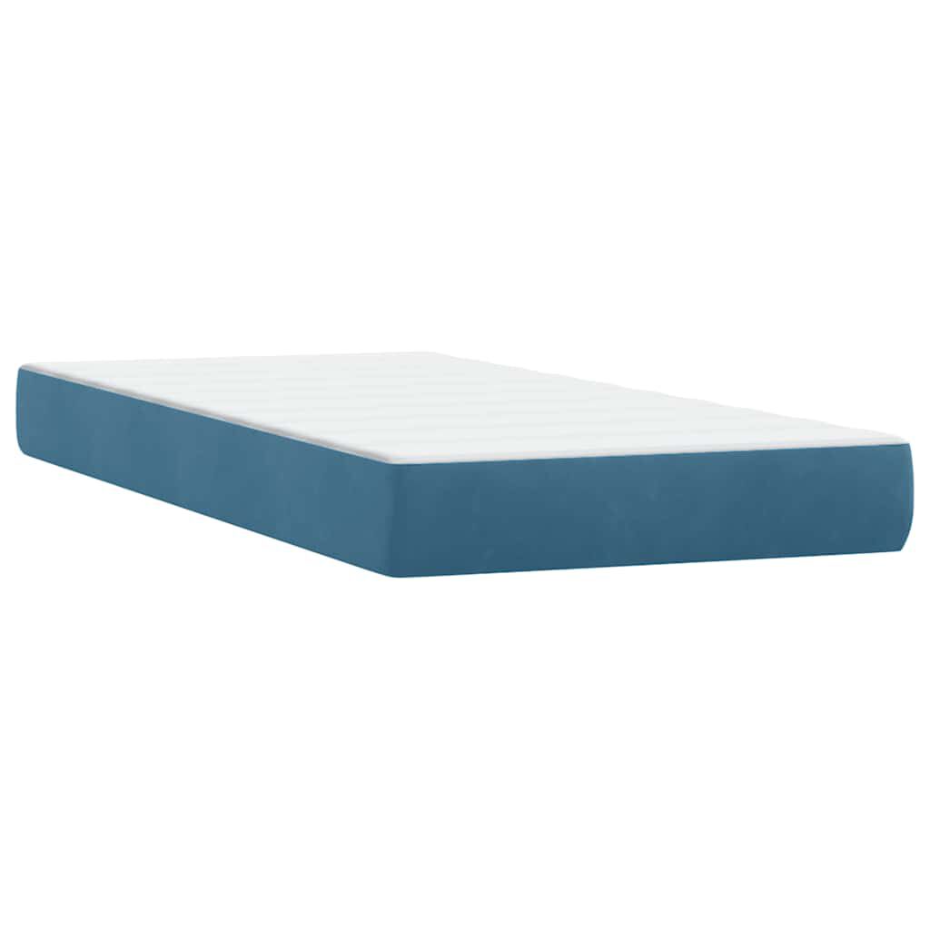 vidaXL Box Spring κρεβάτι με στρώμα σκούρο μπλε 80x210 εκ. Βελούδινο