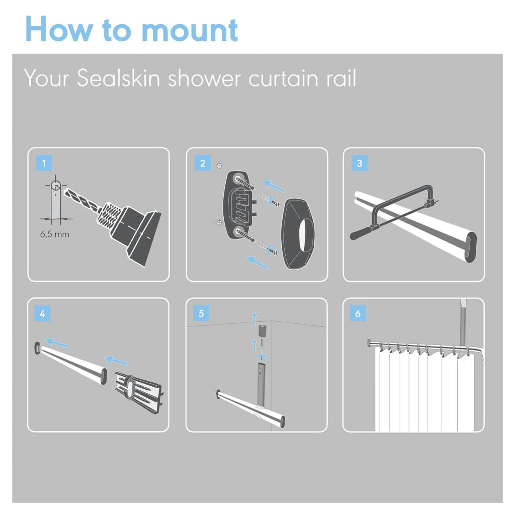 Sealskin Σιδηρόδρομος Κουρτίνας Μπάνιου Σετ Easy-Roll Μαύρος