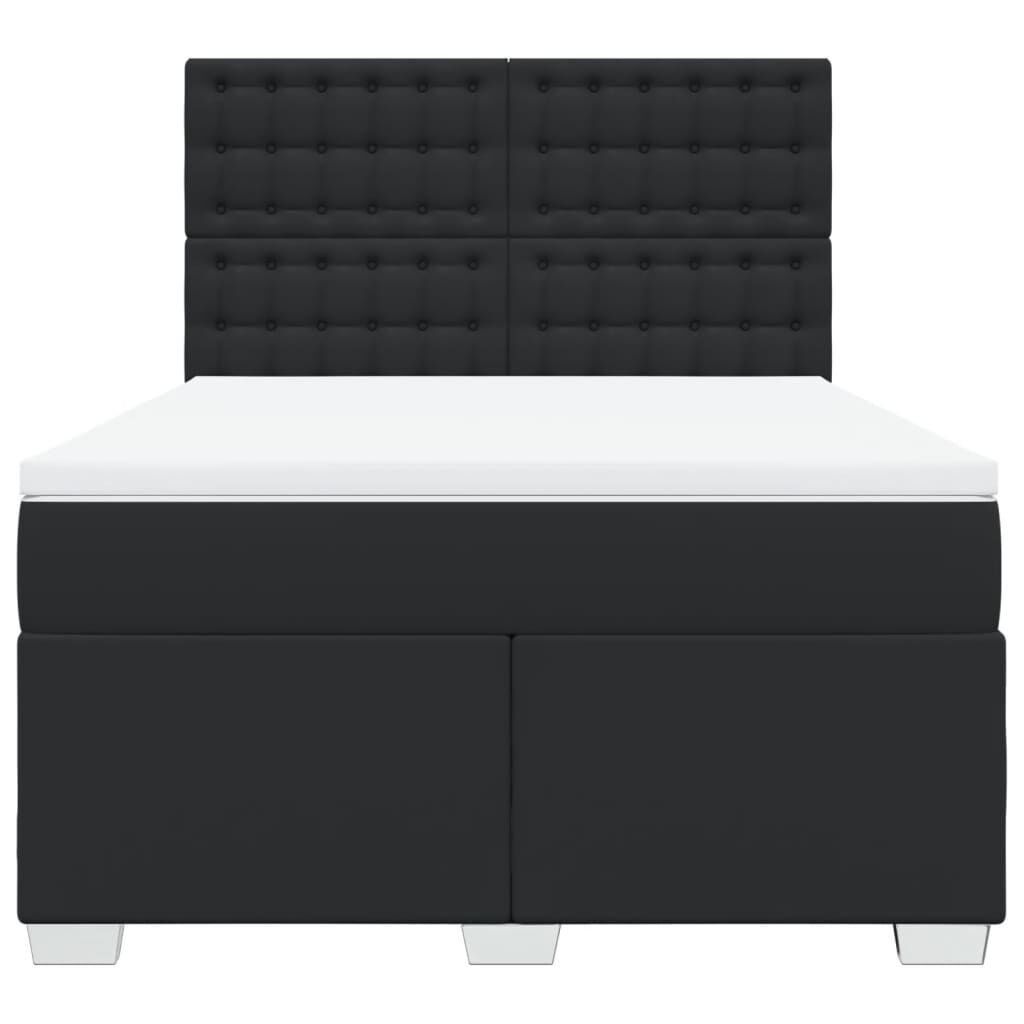 vidaXL Κρεβάτι Boxspring με Στρώμα Μαύρο 140x200εκ.από Συνθετικό Δέρμα