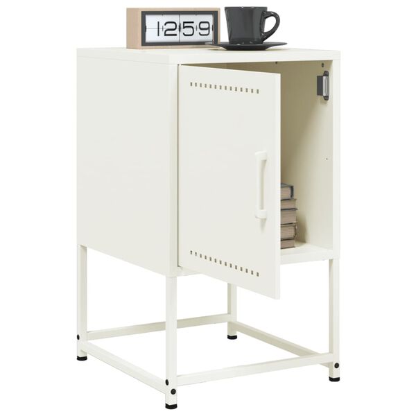 vidaXL Κομοδίνο Λευκό 36x39x60,5 εκ. από Χάλυβα