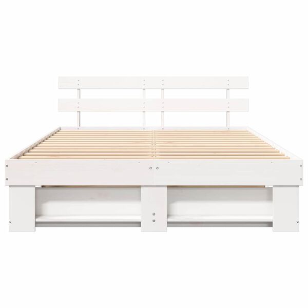 vidaXL Σκελετός Κρεβατιού Λευκό 160 x 200 cm Μασίφ ξύλο πεύκου