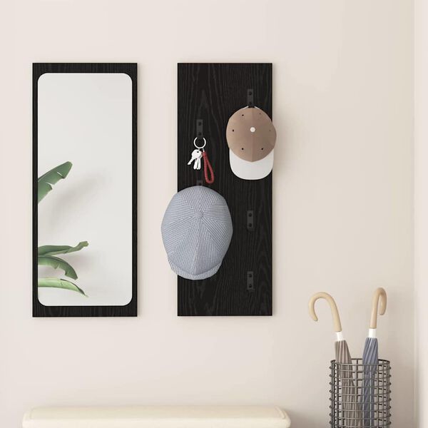 vidaXL Τοίχου Κρεμάστρα Επιτοίχιο Μαύρη δρυς 30 x 1.5 x 80 εκ.