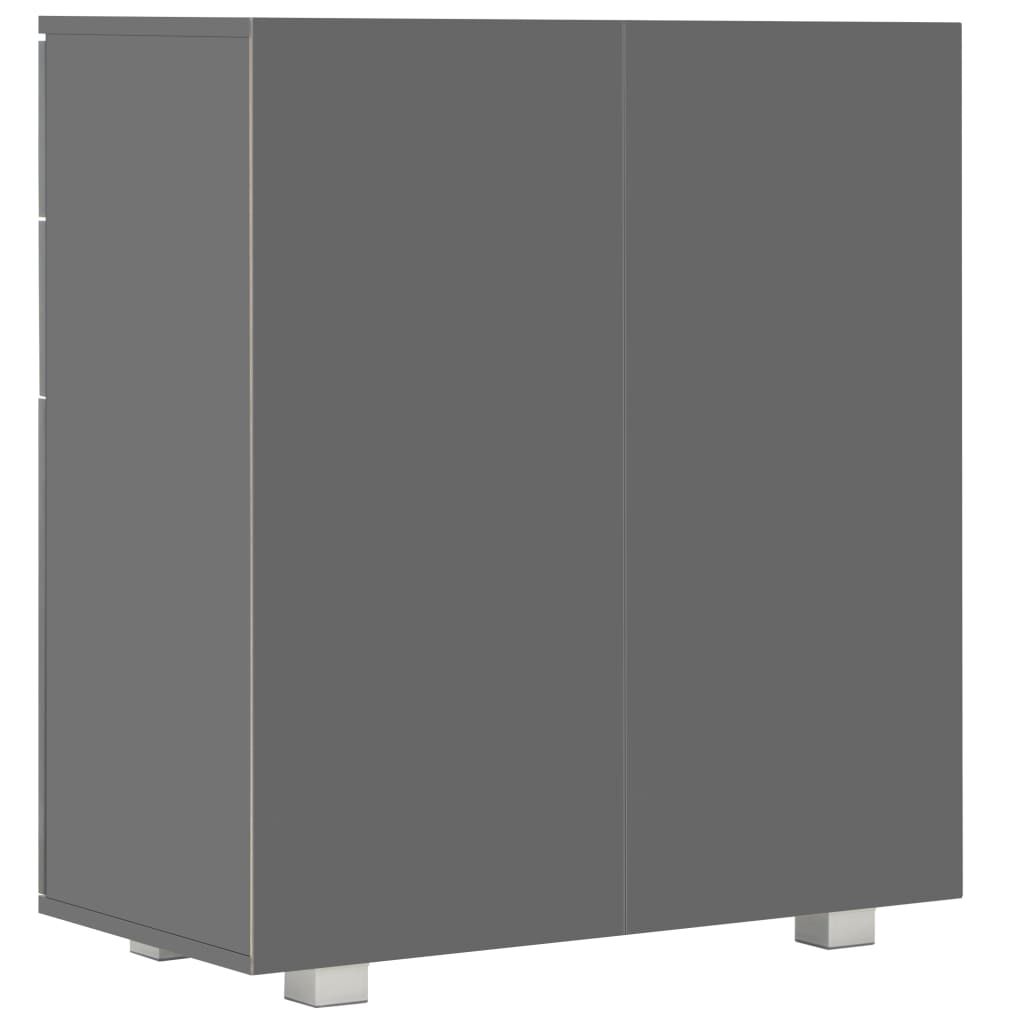 vidaXL Μπουφές Ψηλός Γυαλιστερός Γκρι 71x35x80 εκ. Επεξεργασμένο Ξύλο