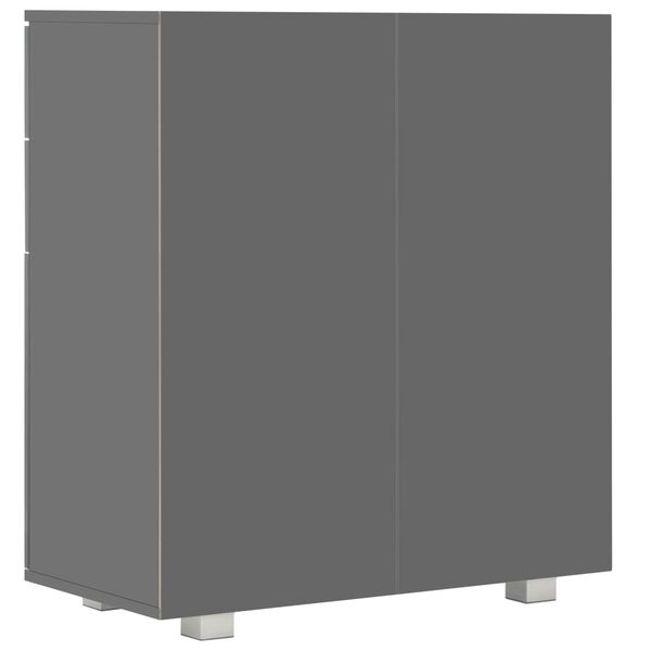 vidaXL Μπουφές Ψηλός Γυαλιστερός Γκρι 71x35x80 εκ. Επεξεργασμένο Ξύλο