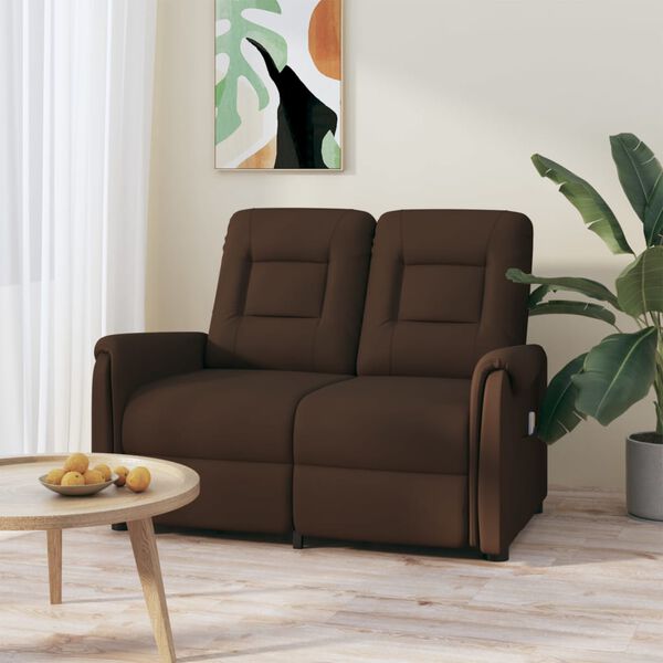 vidaXL Πολυθρόνα Μασάζ Ανακλινόμενη 2 Θέσεων Γυαλ. Καφέ Συνθ. Δέρμα