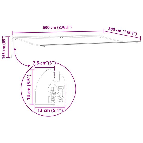 vidaXL Αυτόματη Αναδιπλούμενη Τέντα Μπεζ 600 x 300 εκ.