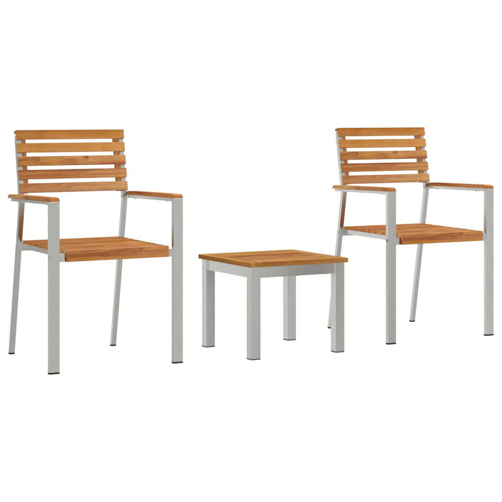 vidaXL Σέτ φαγητού για κήπο 3 pcs Καφέ Μασίφ ξύλο teak
