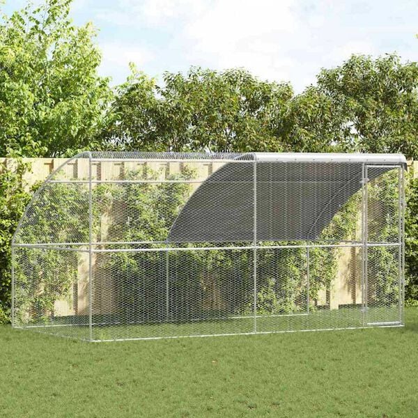 vidaXL Κλουβί για κότες Ασημί 400 x 200 x 198.5 εκ