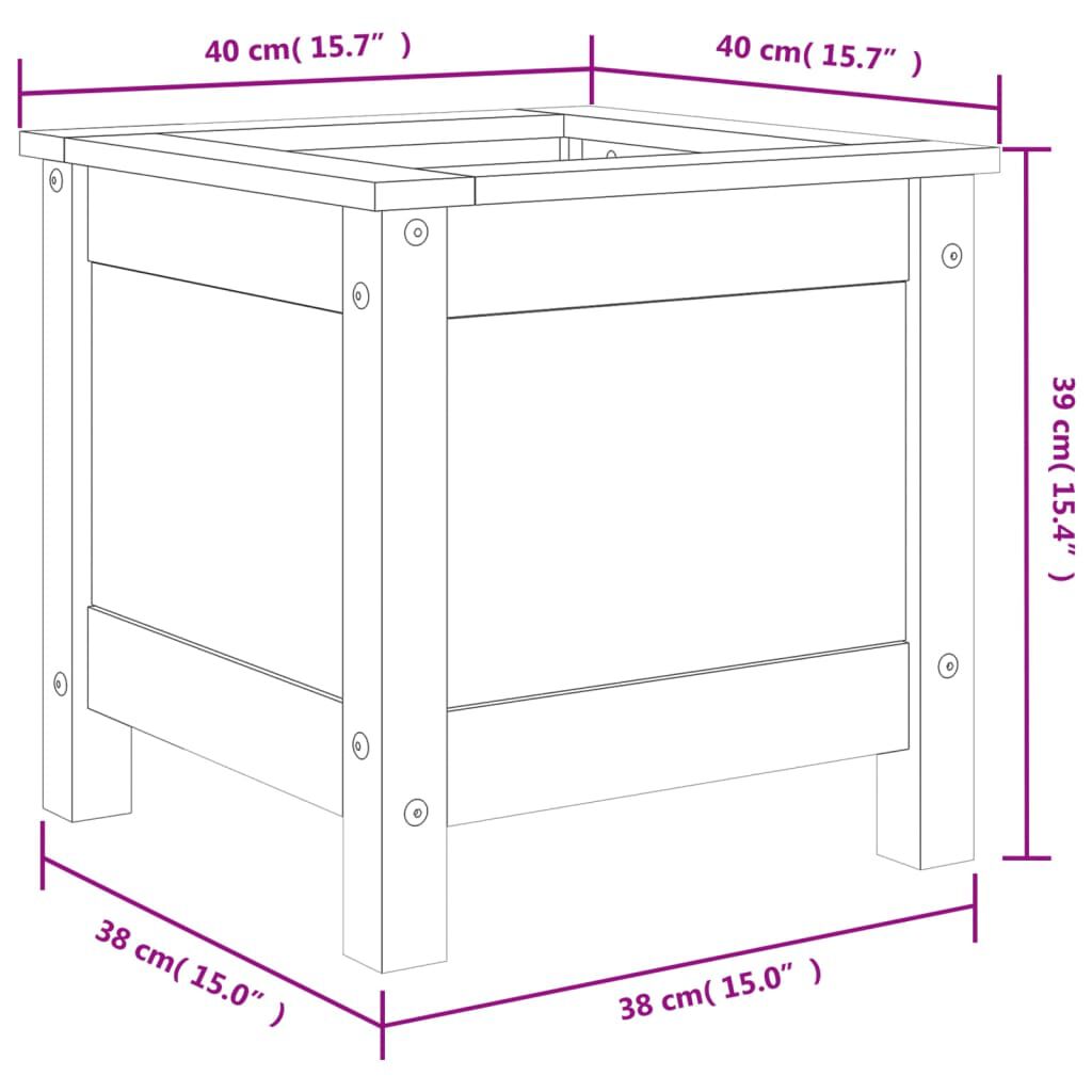 vidaXL Ζαρντινιέρα Μαύρη 40 x 40 x 39 εκ. από Μασίφ Ξύλο Πεύκου