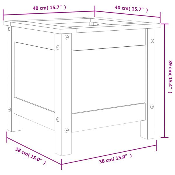 vidaXL Ζαρντινιέρα Μαύρη 40 x 40 x 39 εκ. από Μασίφ Ξύλο Πεύκου