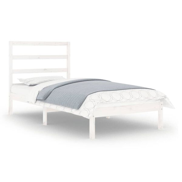 vidaXL Πλαίσιο Κρεβατιού Λευκό 75x190 εκ. Μασίφ Ξύλο Small Single