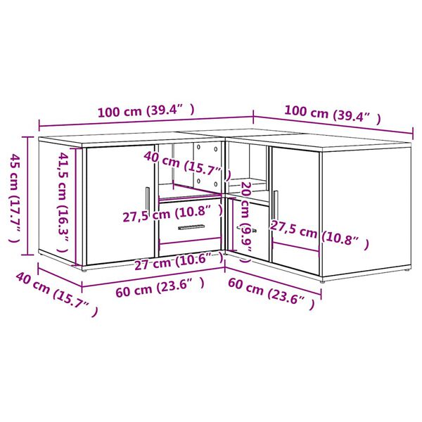 vidaXL Ντουλάπι Γωνιακό Sonoma Δρυς 160x40x45 εκ. Επεξεργασμένο Ξύλο