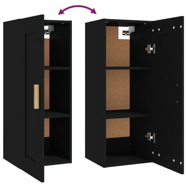 vidaXL Ντουλάπι Τοίχου Μαύρο 35x34x90 εκ. Επεξεργασμένο Ξύλο
