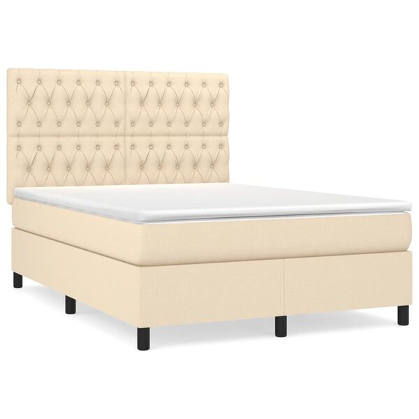 vidaXL &Kappa;&rho;&epsilon;&beta;ά&tau;&iota; Boxspring &mu;&epsilon; &Sigma;&tau;&rho;ώ&mu;&alpha; &Kappa;&rho;&epsilon;&mu; 140x200 &epsilon;&kappa;. &Upsilon;&phi;&alpha;&sigma;&mu;ά&tau;&iota;&nu;&omicron;