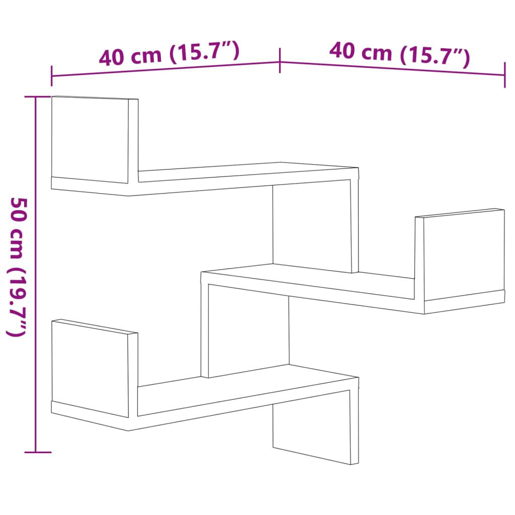 vidaXL Γων. Ραφιέρες Τοίχου 2 τεμ. Sonoma Δρυς 40x40x50 εκ. Επεξ. Ξύλο