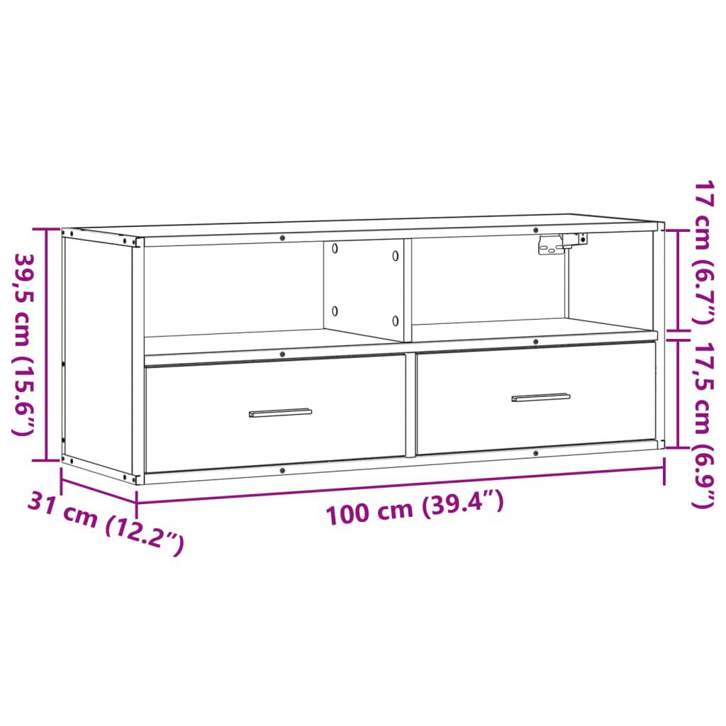 vidaXL Έπιπλο Τηλεόρασης Sonoma Δρυς 100x31x39,5 εκ. Επεξ. Ξύλο