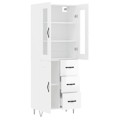 vidaXL Ντουλάπι Γυαλιστερό Λευκό 69,5x34x180 εκ. Επεξεργασμένο Ξύλο
