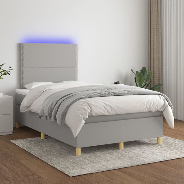 vidaXL &Kappa;&rho;&epsilon;&beta;ά&tau;&iota; Boxspring &mu;&epsilon; &Sigma;&tau;&rho;ώ&mu;&alpha; & LED &Alpha;&nu;.&Gamma;&kappa;&rho;&iota; 120x200 &epsilon;&kappa; &Upsilon;&phi;&alpha;&sigma;&mu;ά&tau;&iota;&nu;&omicron;