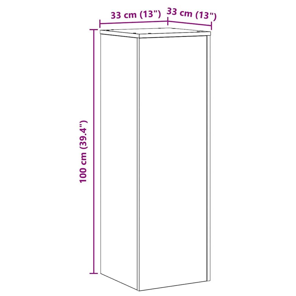 vidaXL Βάση φυτών Μαύρη Οξυά 33 x 33 x 100 cm Επεξεργασμένο ξύλο