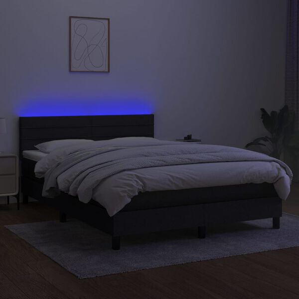 vidaXL &Kappa;&rho;&epsilon;&beta;ά&tau;&iota; Boxspring &mu;&epsilon; &Sigma;&tau;&rho;ώ&mu;&alpha; & LED &Mu;&alpha;ύ&rho;&omicron; 140x190 &epsilon;&kappa;. &Upsilon;&phi;&alpha;&sigma;&mu;ά&tau;&iota;&nu;&omicron;