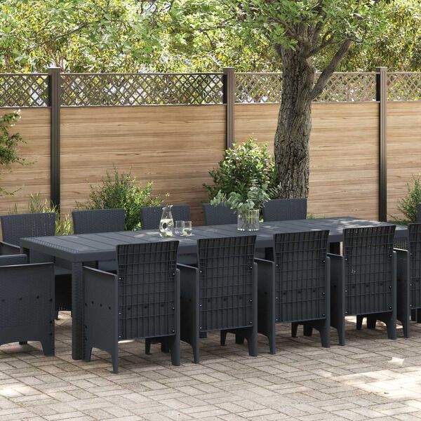 vidaXL Σέτ φαγητού για κήπο 13 pcs Ανθρακί Large Πολυράτταν