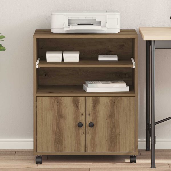 vidaXL Στάντ εκτυπωτή με ρόδες Artisan Oak 60x48x74 εκ.
