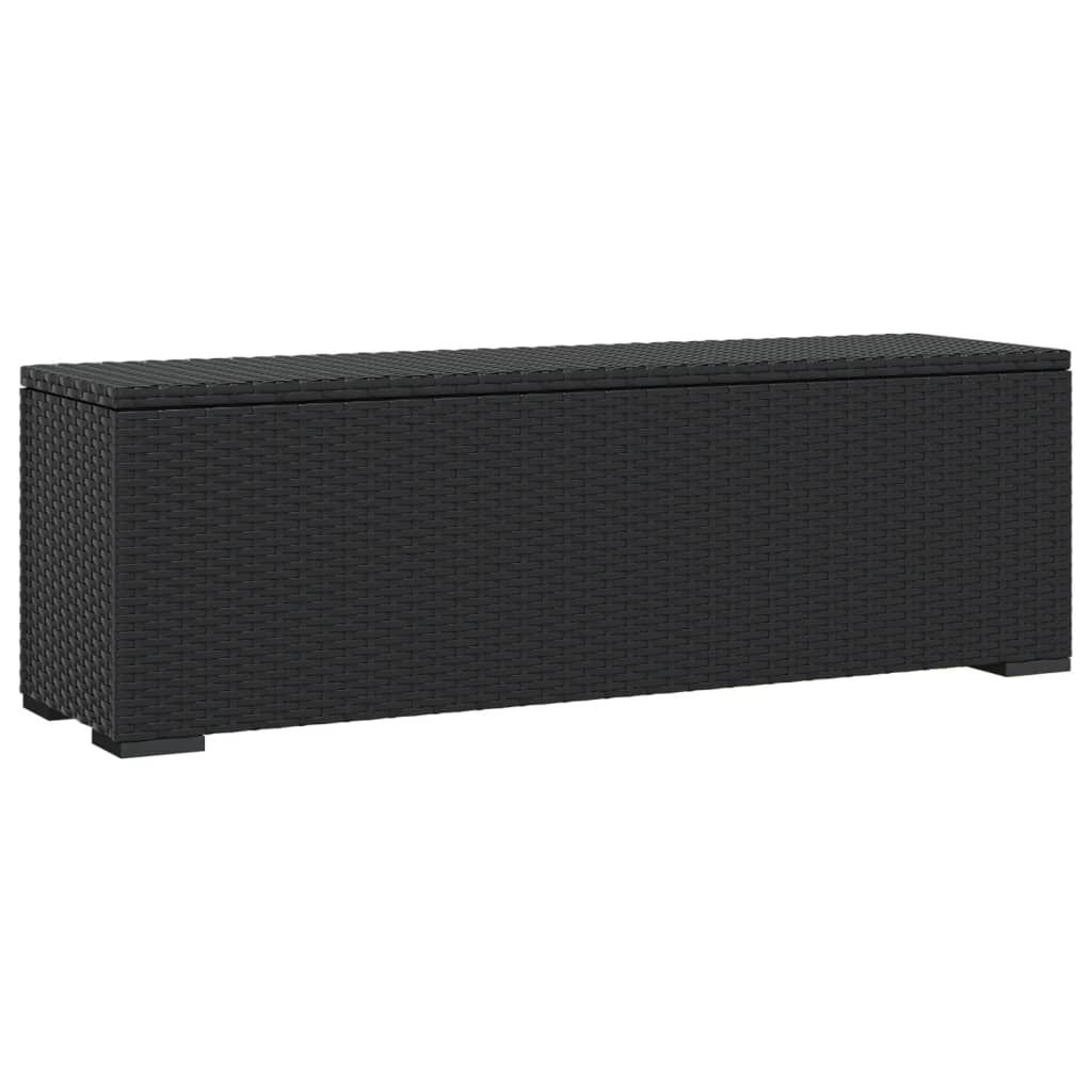 vidaXL Σκαμπό με Μαξιλάρι Μαύρο 110 x 30 x 40 εκ. από Συνθετικό Ρατάν