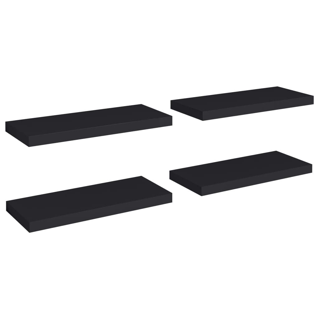 vidaXL Ράφια Τοίχου 4 τεμ. Μαύρα 60x23,5x3,8 εκ. MDF